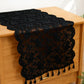 Floral Lace Table Runner with Scalloped Edges and Pom Pom Trim 17.7x47in