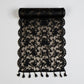 Floral Lace Table Runner with Scalloped Edges and Pom Pom Trim 17.7x47in