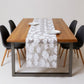 Floral Lace Table Runner with Scalloped Edges and Pom Pom Trim 17.7x47in