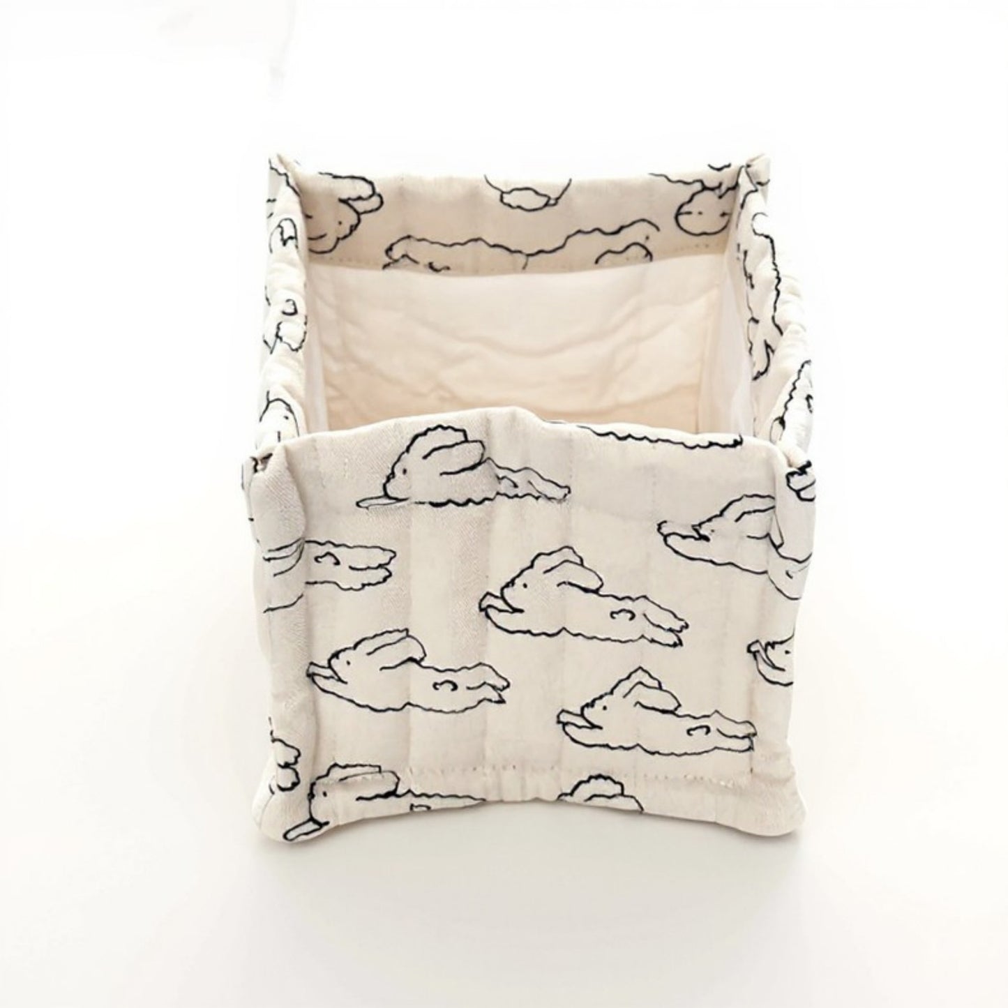 Square Fabric Storage Bin with Cartoon Animal Print and Soft Quilted Design 6.7x6.7x6in