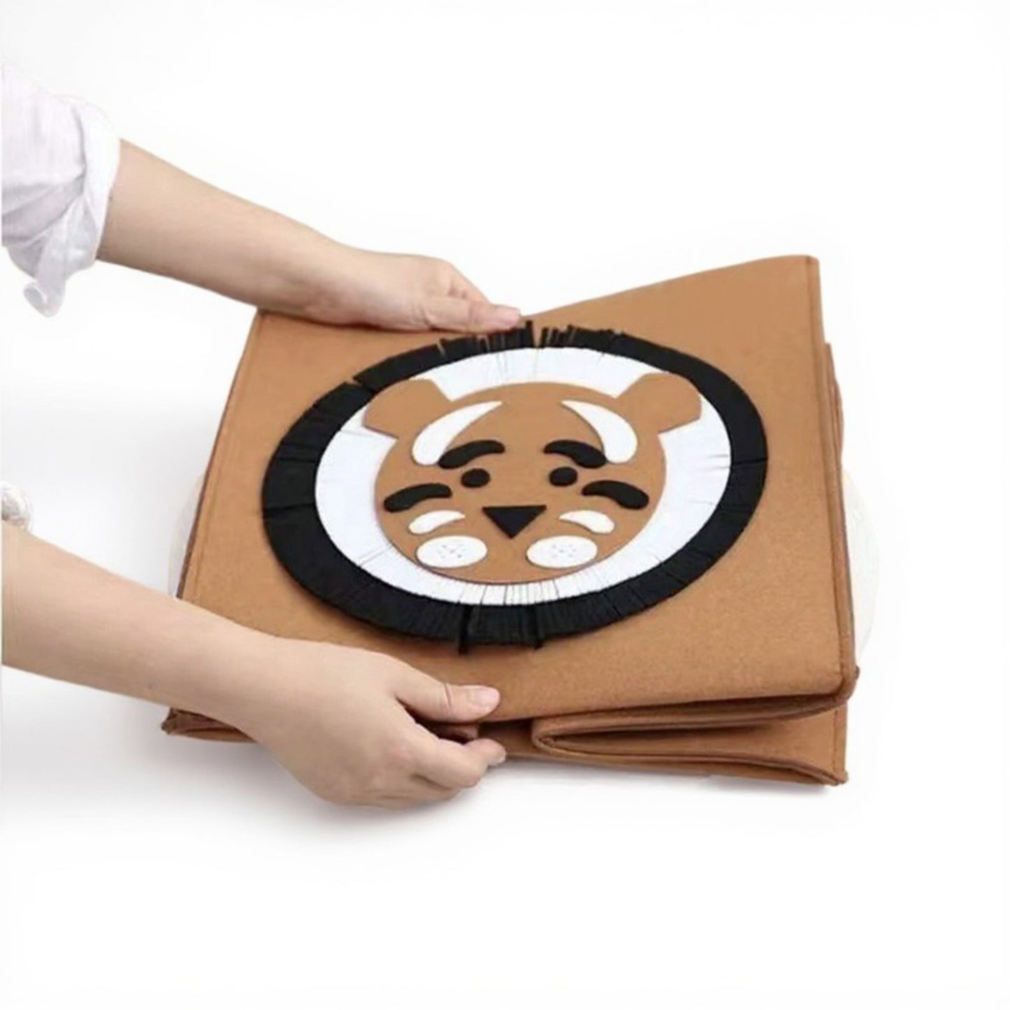 Animal Design Felt Storage Box with Cutout Handles and Foldable Structure 13.7x13.7x13.7in