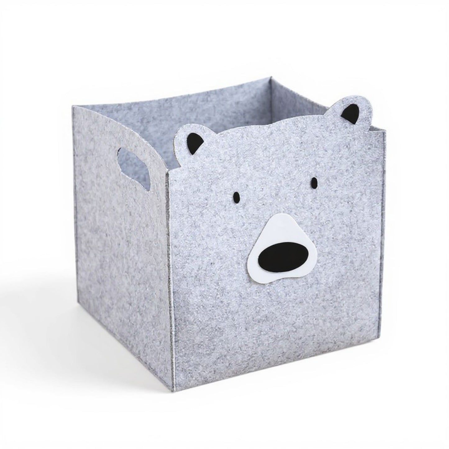 Animal Design Felt Storage Box with Cutout Handles and Foldable Structure 13.7x13.7x13.7in