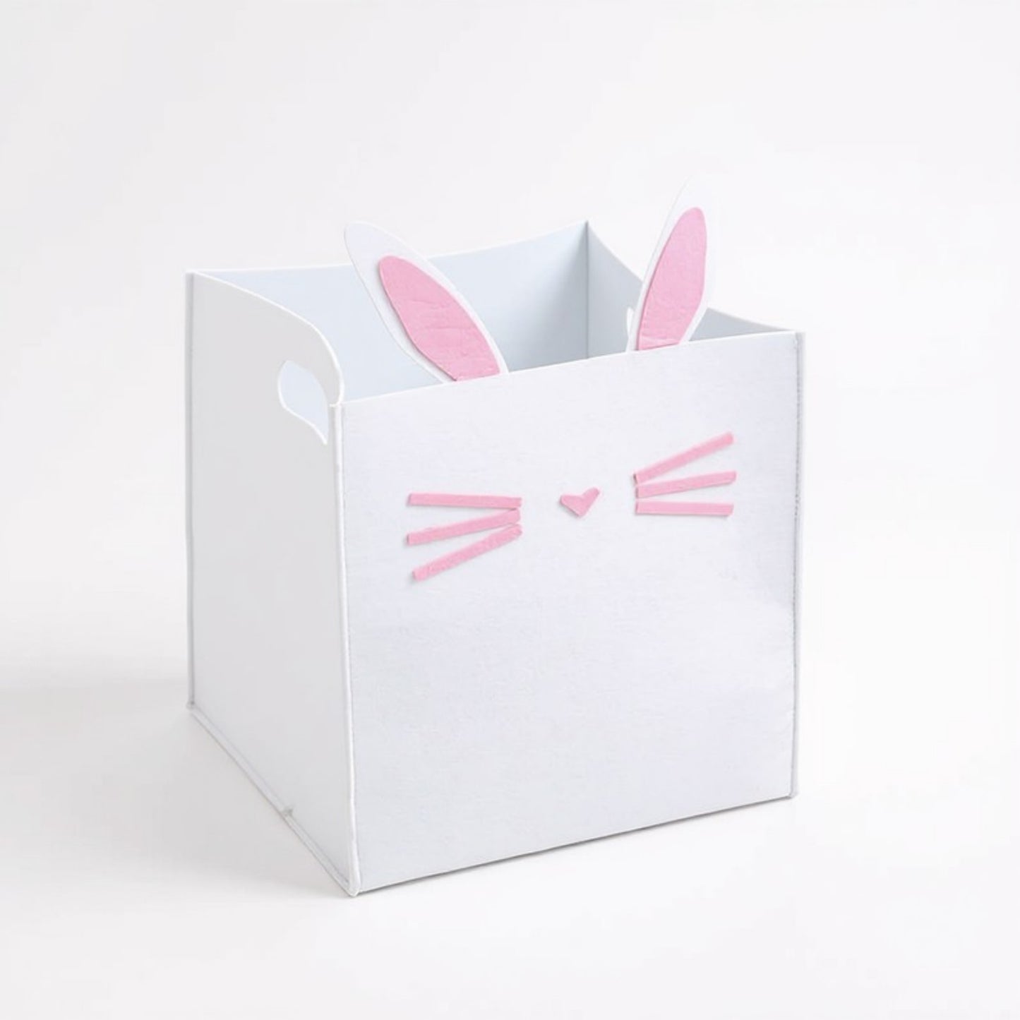 Animal Design Felt Storage Box with Cutout Handles and Foldable Structure 13.7x13.7x13.7in