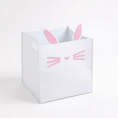 Animal Design Felt Storage Box with Cutout Handles and Foldable Structure 13.7x13.7x13.7in