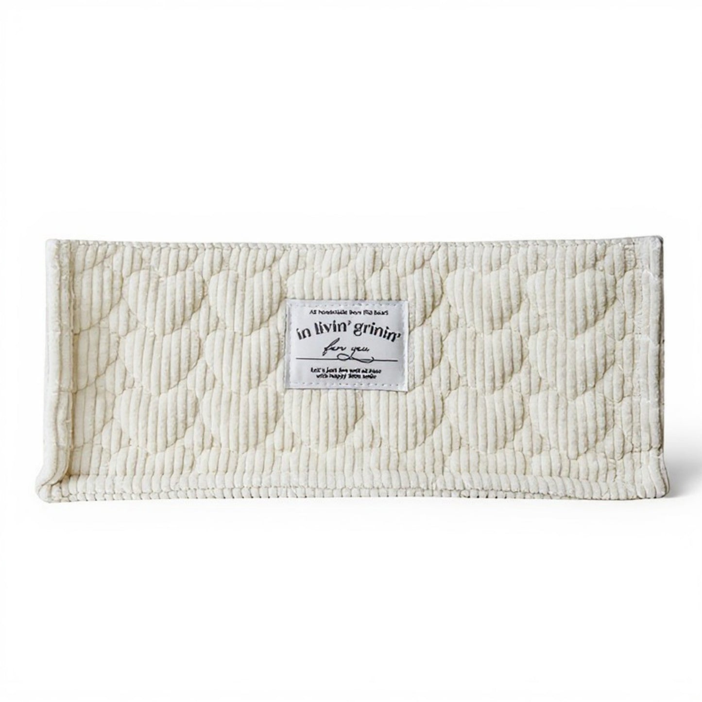 Rectangular Quilted Storage Box with Soft Sides and Label Accent 4.7x11x6.3in