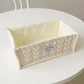 Rectangular Quilted Storage Box with Soft Sides and Label Accent 4.7x11x6.3in