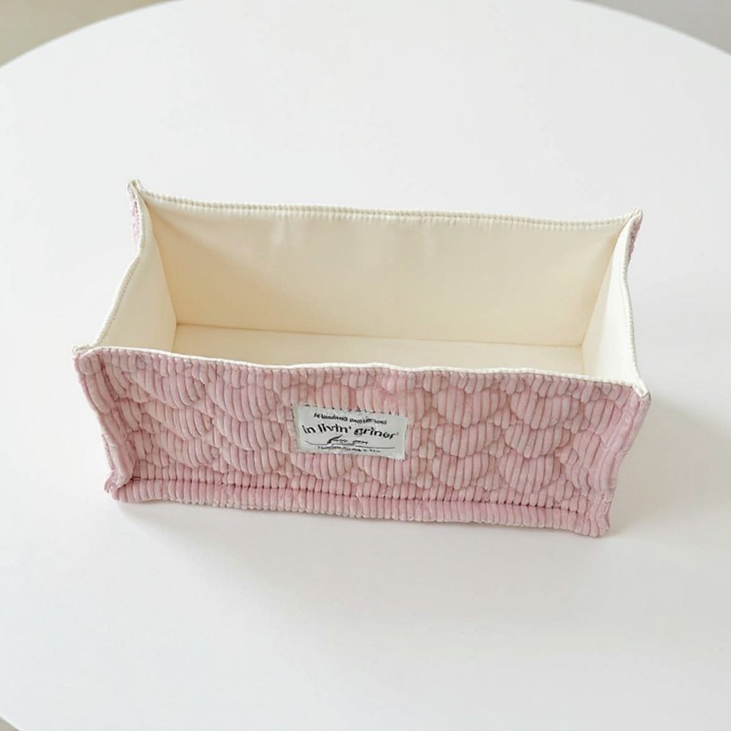 Rectangular Quilted Storage Box with Soft Sides and Label Accent 4.7x11x6.3in