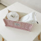 Rectangular Quilted Storage Box with Soft Sides and Label Accent 4.7x11x6.3in