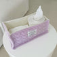 Rectangular Quilted Storage Box with Soft Sides and Label Accent 4.7x11x6.3in