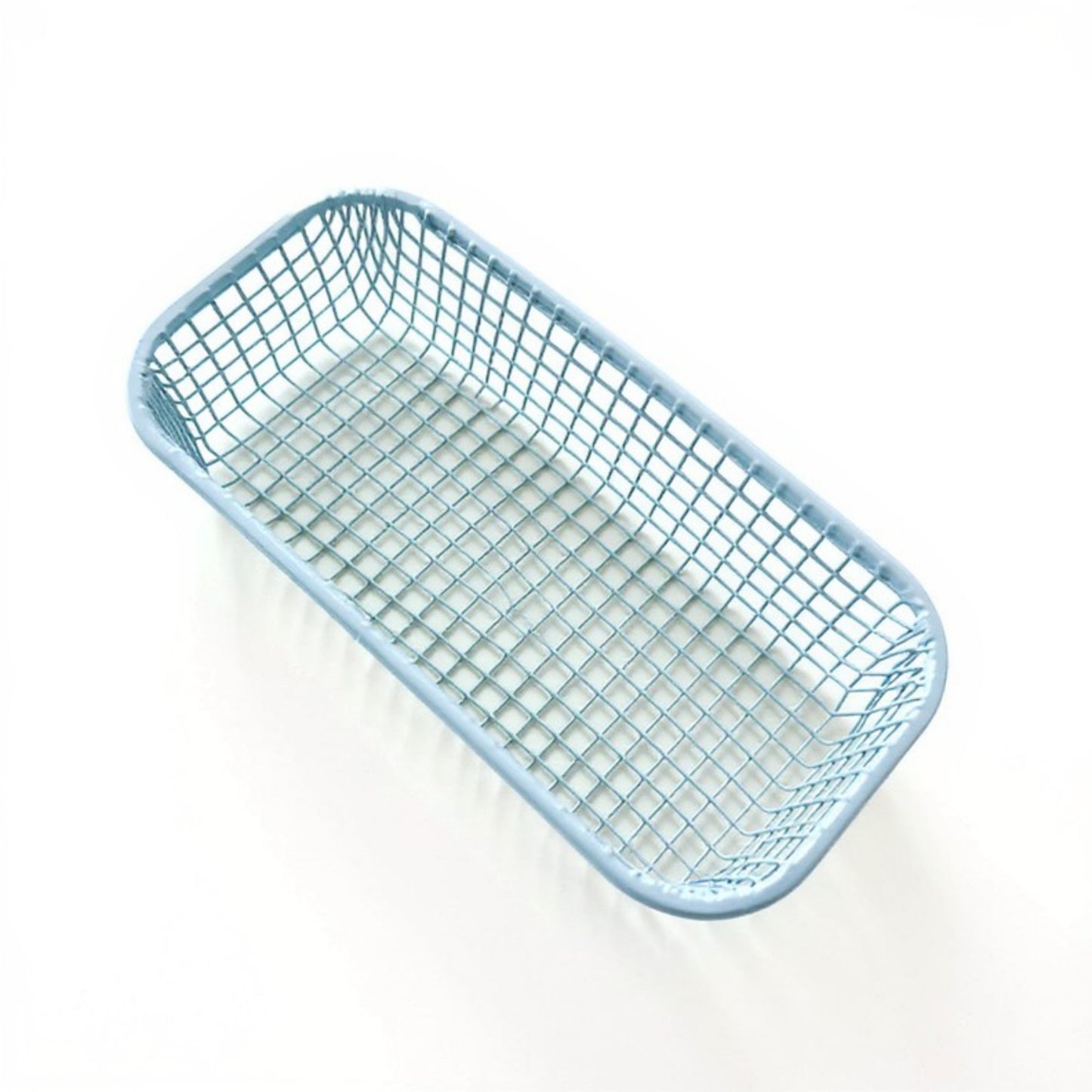 2-Piece Rectangular Mesh Storage Basket Set with Open Grid Design 6x4x2in
