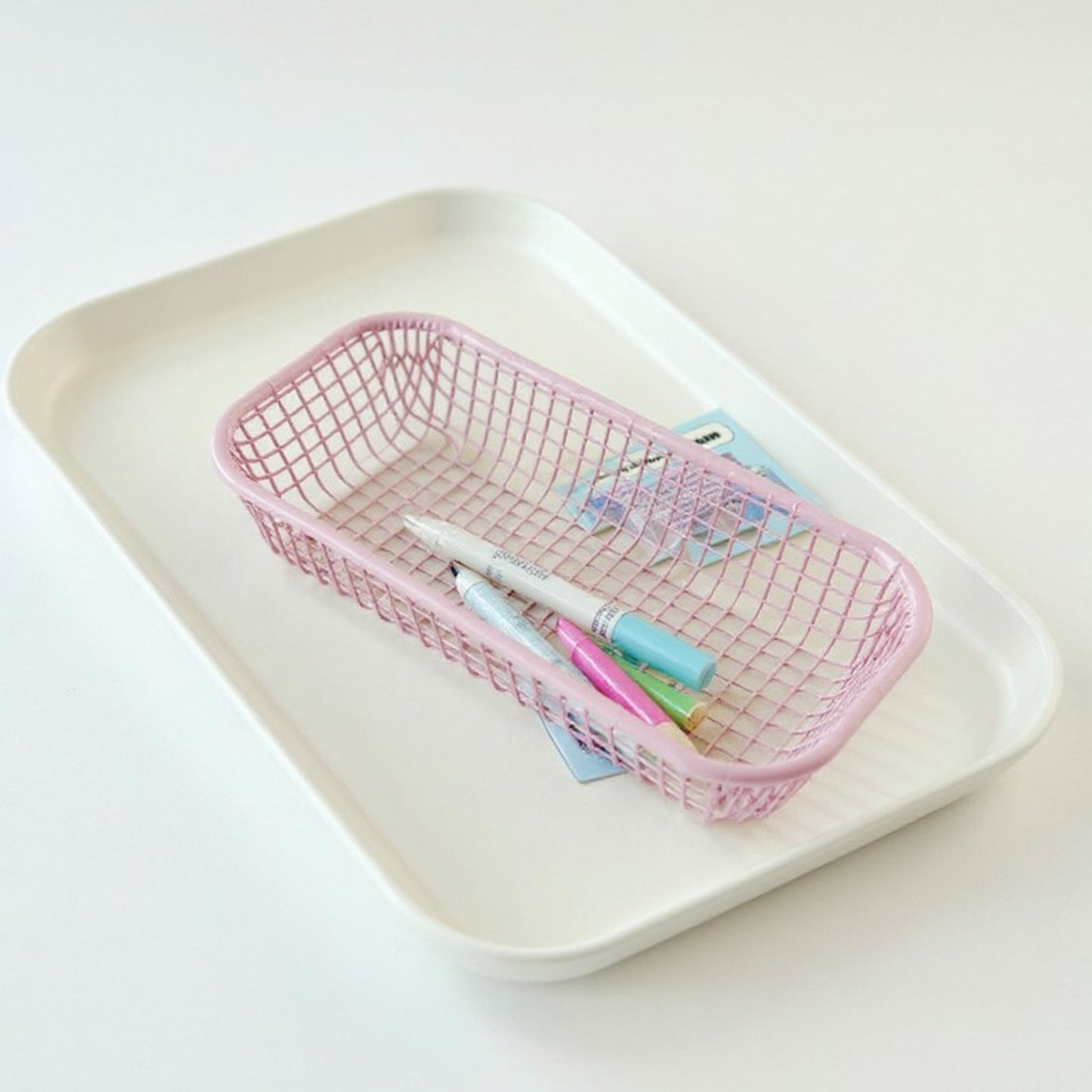 2-Piece Rectangular Mesh Storage Basket Set with Open Grid Design 6x4x2in