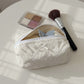 Embroidered Floral Quilted Cosmetic Bag with Zipper Closure 6x4x2in