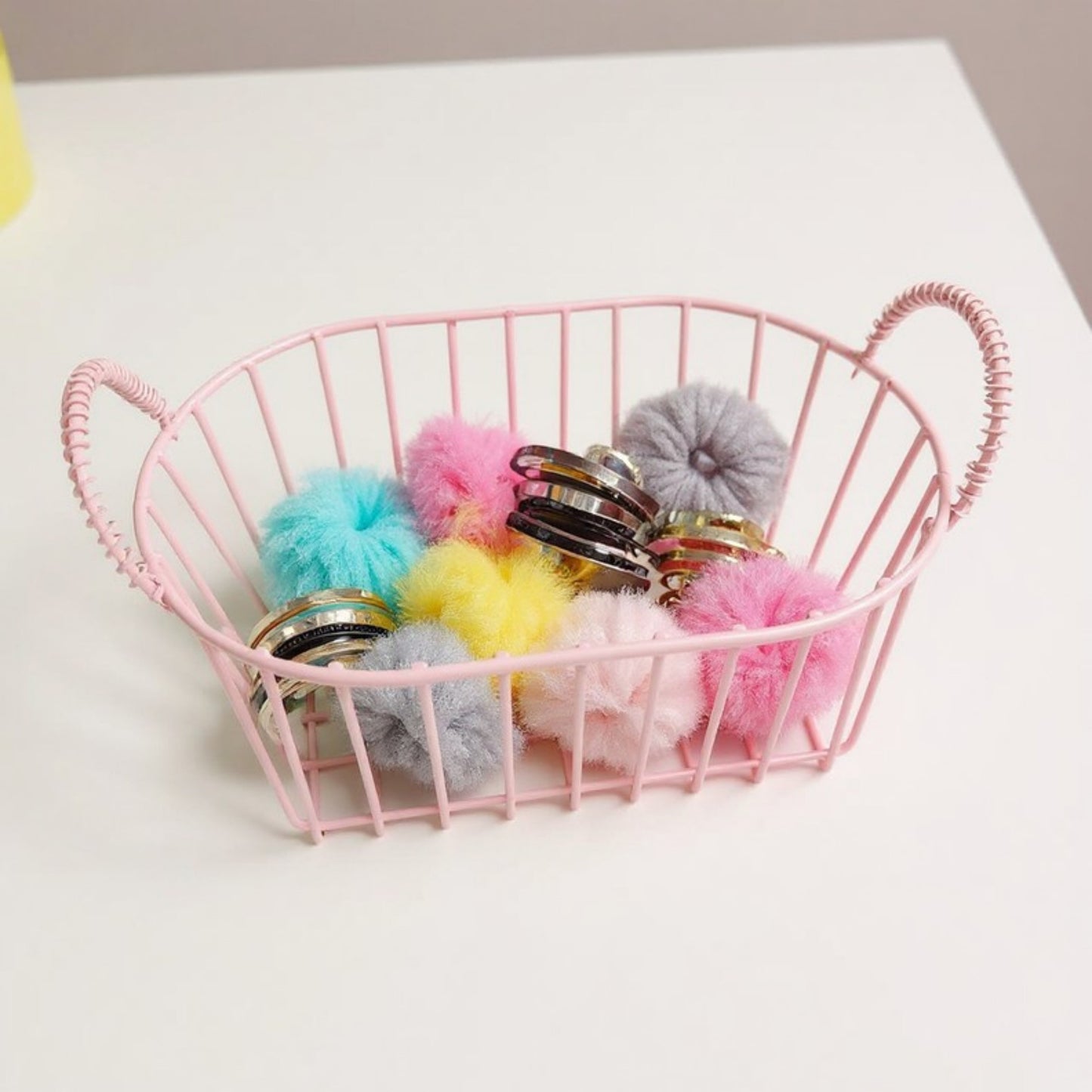 Oval Wire Storage Basket with Dual Handles and Open Frame Design 7x4.7x3in