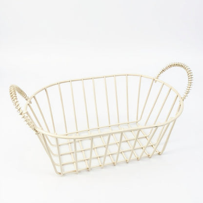 Oval Wire Storage Basket with Dual Handles and Open Frame Design 7x4.7x3in