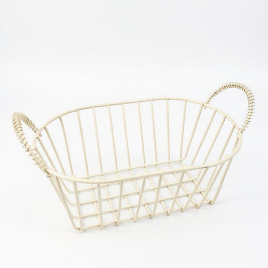 Oval Wire Storage Basket with Dual Handles and Open Frame Design 7x4.7x3in