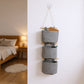 3-Piece Hanging Wall Organizer Set with Wooden Rods and Fabric Pockets 5.5x7x3.5in