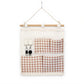 Hanging Wall Organizer with Green Gingham Pockets and Wooden Rod 12x14in
