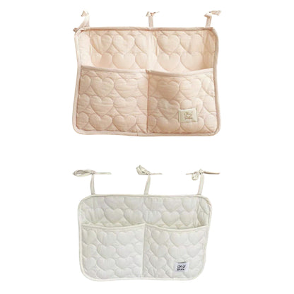 2pcs per set Quilted Heart Pattern Hanging Storage Pouch with Bow Tie Straps