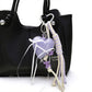 Heart Charm Keychain with Ribbon Tassels and Alphabet Beads