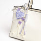 Heart Charm Keychain with Ribbon Tassels and Alphabet Beads