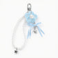 Pearl Beaded Keychain with Ribbon Bow and Star Charms