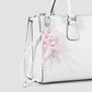 Pearl Beaded Keychain with Ribbon Bow and Star Charms