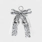 Leopard Print Ribbon Keychain with Pearl Bow and Cherry Charms