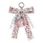 Leopard Print Ribbon Keychain with Pearl Bow and Cherry Charms