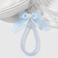 Beaded Keychain with Lace Bow and Pearl Accents
