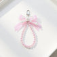 Beaded Keychain with Lace Bow and Pearl Accents