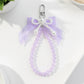Beaded Keychain with Lace Bow and Pearl Accents