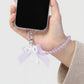 Beaded Keychain with Lace Bow and Pearl Accents
