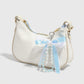 Blue Ribbon Keychain with Pearl Bow and Iridescent Beaded Star Charms