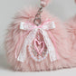Blue Ribbon Keychain with Pearl Bow and Iridescent Beaded Star Charms