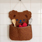 Plush Bear Wall Pocket Organizer with Hanging Loop and Front Storage Pouch