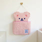 Plush Bear Wall Pocket Organizer with Hanging Loop and Front Storage Pouch