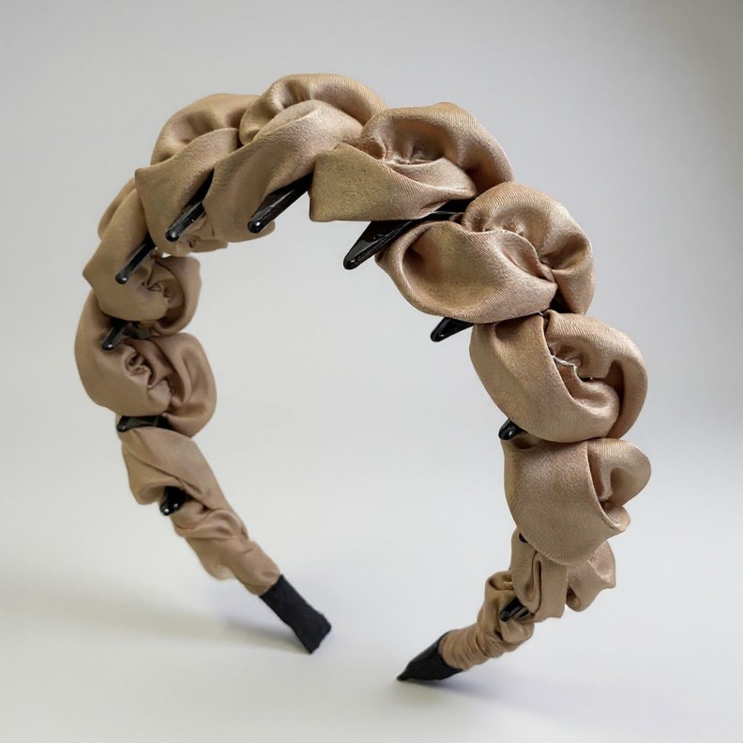 3-Piece Twisted Satin Headband with Ruched Design and Padded Comfort Fit