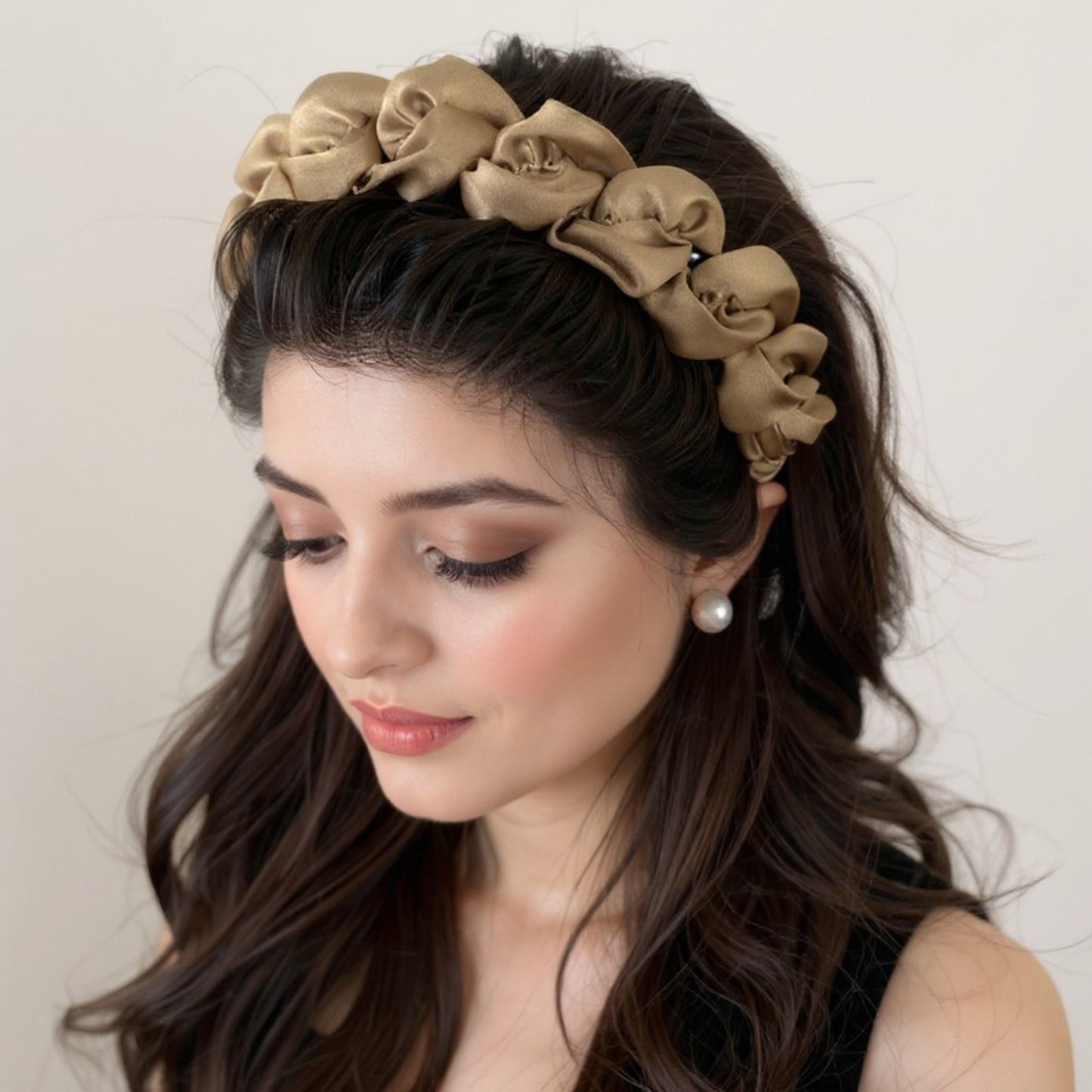 3-Piece Twisted Satin Headband with Ruched Design and Padded Comfort Fit