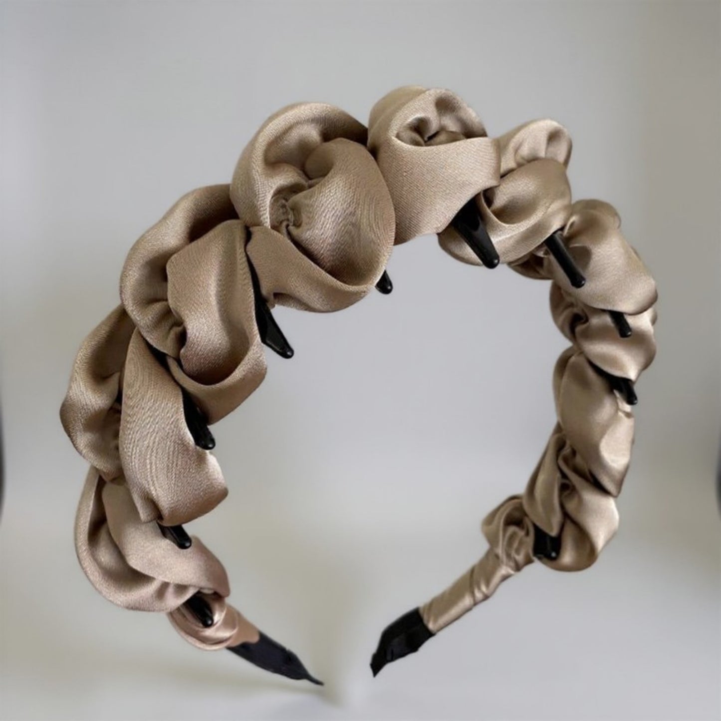 3-Piece Twisted Satin Headband with Ruched Design and Padded Comfort Fit