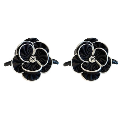 2pcs Fabric Flower Hair Claw Clip with Contrast Trim and Strong Grip