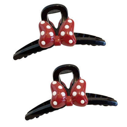 2pcs Bow Hair Claw Clip with Polka Dot Design and Strong Grip 6in