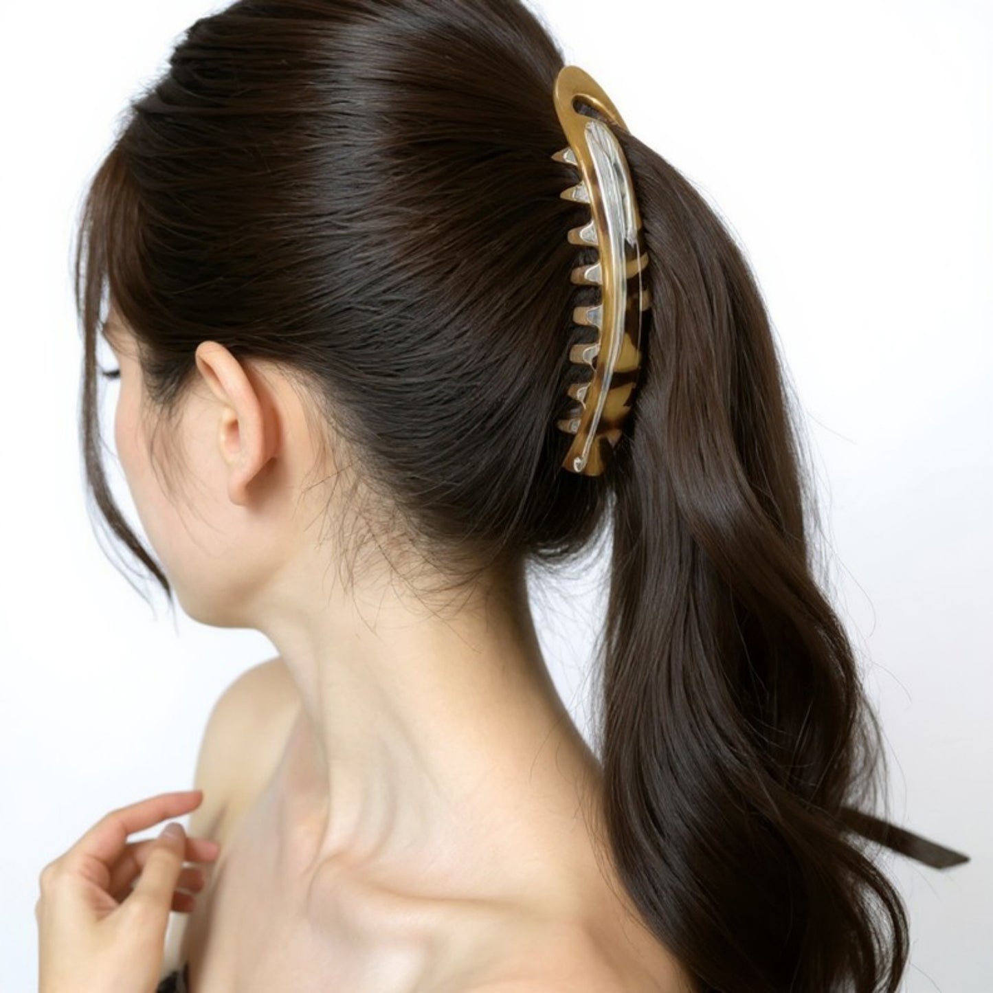 3-Piece Curved Tortoiseshell Hair Claw Clips Set with Interlocking Teeth 5in