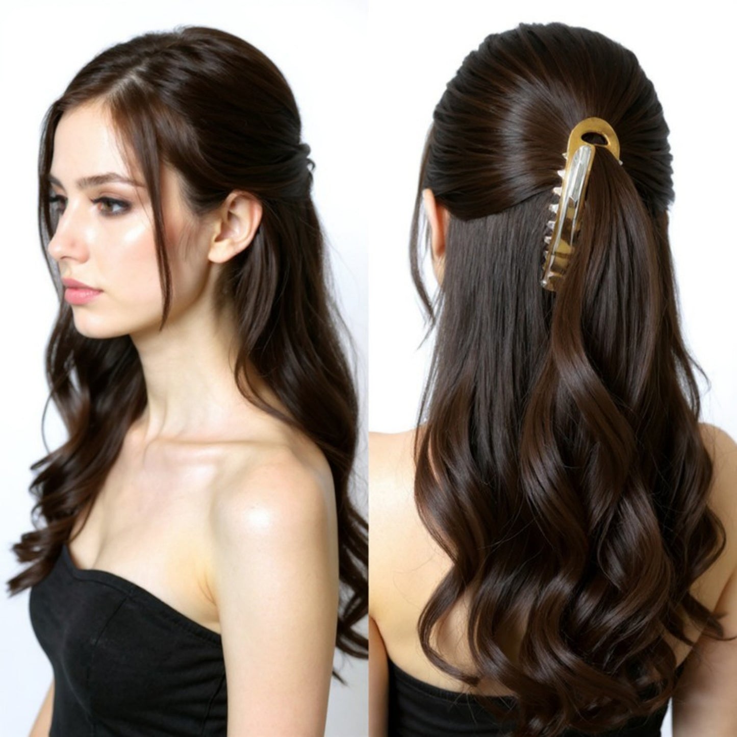 3-Piece Curved Tortoiseshell Hair Claw Clips Set with Interlocking Teeth 5in