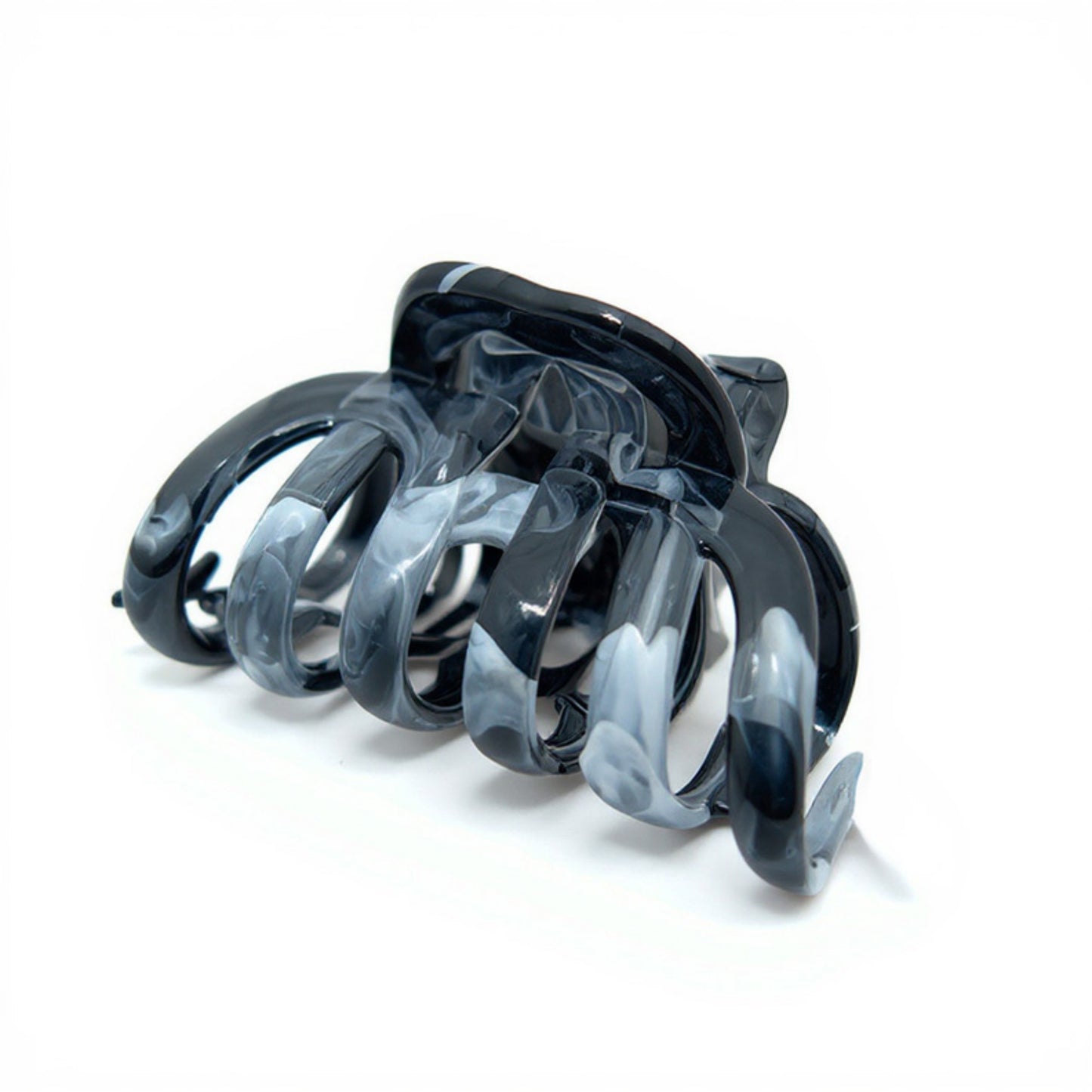 2-Piece Translucent Marbled Hair Claw Clips Set with Curved Grip Design 4in