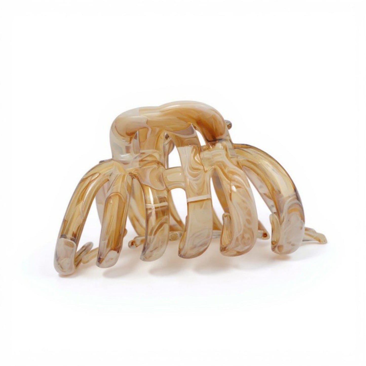 2-Piece Translucent Marbled Hair Claw Clips Set with Curved Grip Design 4in