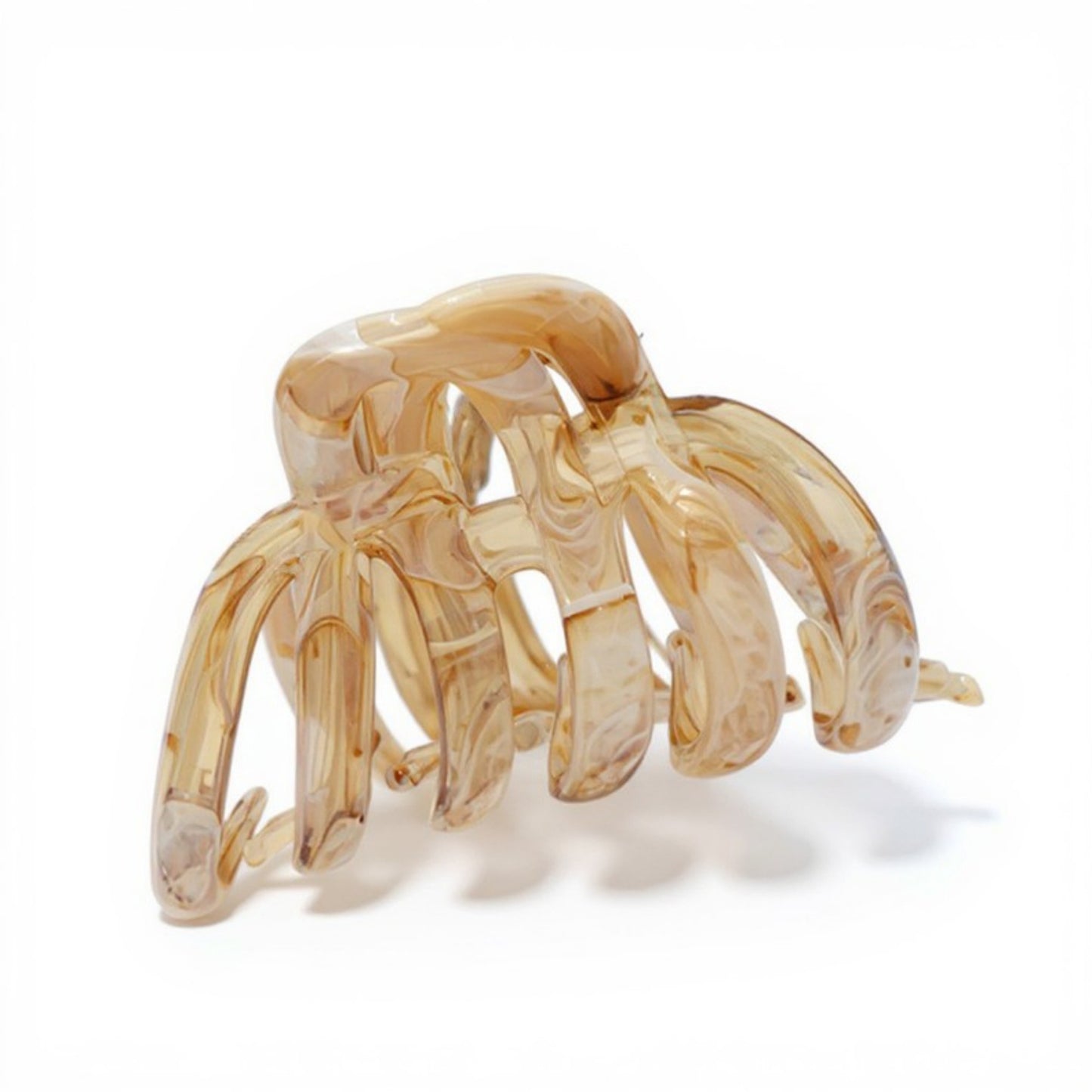 2-Piece Translucent Marbled Hair Claw Clips Set with Curved Grip Design 4in