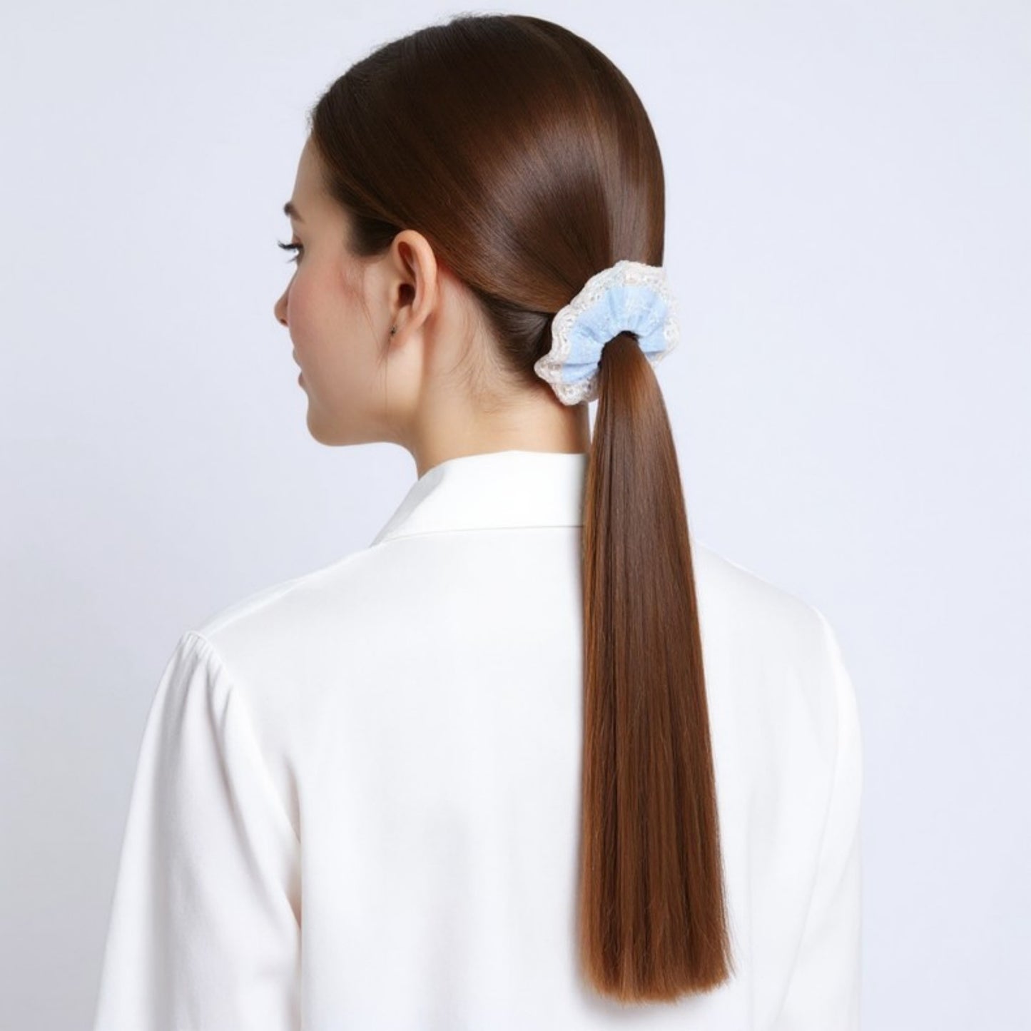 3-Piece Lace Trim Textured Scrunchies Set with Soft Elastic Design 4.7in