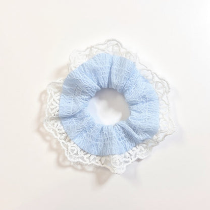 3-Piece Lace Trim Textured Scrunchies Set with Soft Elastic Design 4.7in