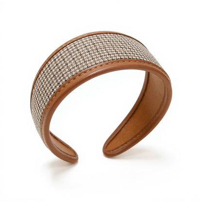 Textured Fabric Headband with Oversized Acrylic Ring Accent 6.3x4.7x1.2in