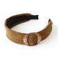 Textured Fabric Headband with Oversized Acrylic Ring Accent 6.3x4.7x1.2in
